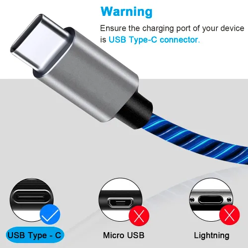 Miniatura 4 de Cable USB C, cargador tipo C de 6 pies de luz de carga rápida, cable USB tipo C compatible con iPhone 15, Samsung Galaxy S10 S9 S8 Plus, Note 10 9
