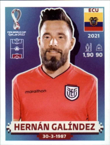 2022 Panini World Cup Soccer Sticker #ECU3 Hernan Galindez Ecuador Group A Official Qatar WC Album Sticker in Raw (NM or Better) - Measuring 2