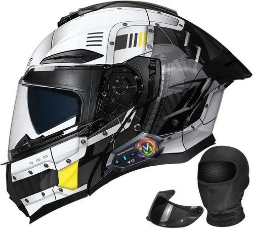 Miniatura 10 de Casco Modular Moto con Bluetooth Integrado, Doble Visera para Día/Noche, Ventilación Avanzada Múltiple, Forro Extraíble Lavable, Certificado DOT