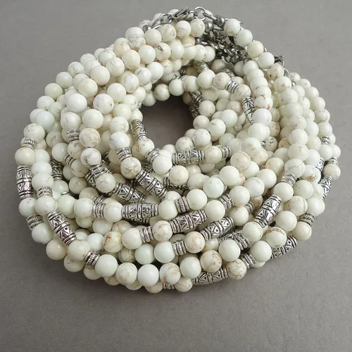 Miniatura 5 de Mami's Gem Studio Collar de cuentas para hombre, hecho a mano en Estados Unidos, piedras preciosas de 0.236 pulgadas y peltre estilo tribal