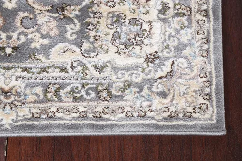 Miniatura 5 de Alfombra oriental de transición gris de polipropileno, 3 x 8 pulgadas
