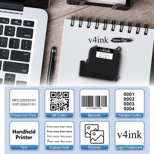 Miniatura 7 de v4ink EB21B - Cartucho de tinta acuoso original a base de agua con cabezal de impresión de 1 pulgada (1.000 in) para uso con impresora de inyección