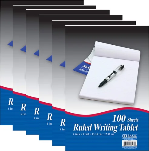 Miniatura 8 de BAZIC Products Bloc de escritura de 100 hojas de 6 x 9 pulgadas, cuaderno rayado de notas a rayas, papel de notas fácil de rasgar para oficina