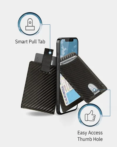 Miniatura 9 de Access Denied Billeteras delgadas y plegables para hombre, billetera delgada minimalista con clip para dinero, bolsillo frontal, tarjetero