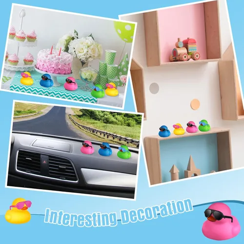 Miniatura 6 de Chivao 48 piezas de mini patos de goma con lentes de sol a granel de pato pequeño regalo juguetes para bañera para crucero de vacaciones fiesta