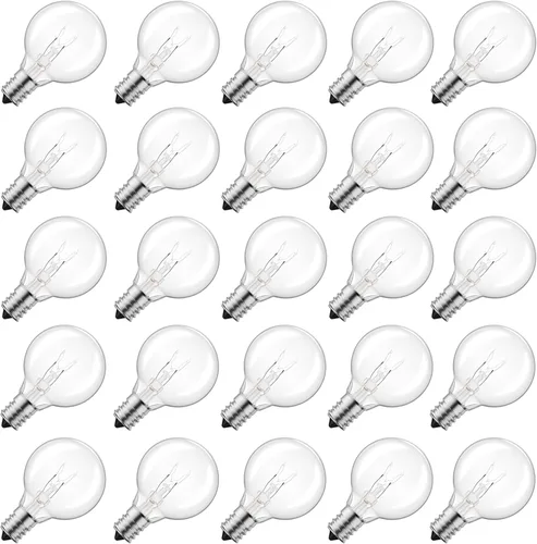 Miniatura 8 de Brightown Bombillas LED de repuesto G40, paquete de 10 bombillas de globo transparente para enchufes E12 C7 con base de tornillo de candelabro, Luz