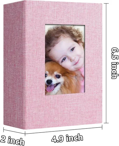 Miniatura 3 de Álbum de fotos de 4x6 pulgadas, 52 bolsillos con cubierta de lino, álbumes de fotos para familia, boda, bebé, libro de fotos con capacidad para Rosa