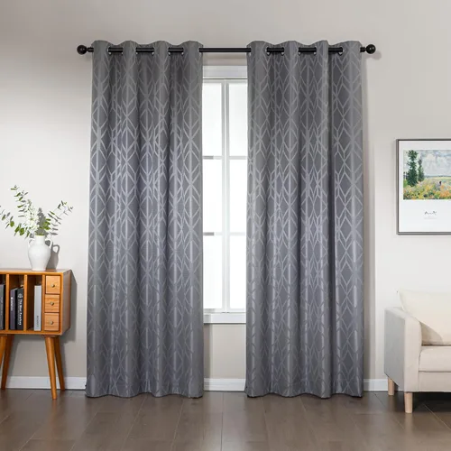 Miniatura 24 de Amazon Basics Cortinas Jacquard 100% opacas de 2 piezas, cortinas para sala de estar y dormitorio, tratamiento de ventana con aislamiento térmico