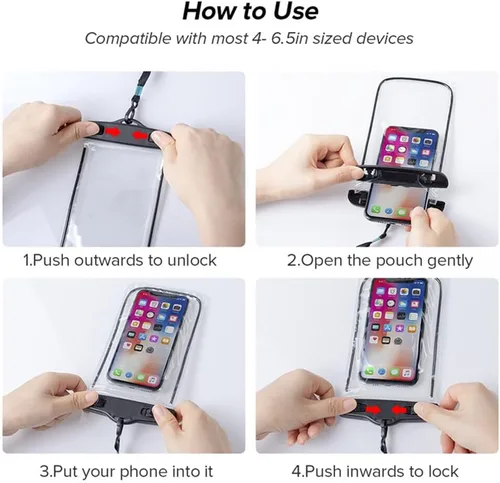 Miniatura 2 de Baiao Bolsa impermeable para teléfono, funda impermeable de 8.3 pulgadas para iPhone 16, 15, 14, 13 Pro Max, IPX8, bolsa seca para teléfono celular