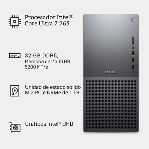 Miniatura 11 de Dell Tower Plus EBT2250 Desktop - Intel Core Ultra 7 265, SSD de 1 TB, 32 GB de RAM DDR5, Intel UHD, 1 año de servicio in situ y 6 meses de Dell