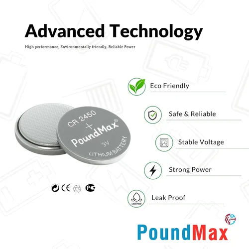 Miniatura 6 de PoundMax CR 2450 Baterías de litio, tipo botón de 3 V, paquete combinado - 5