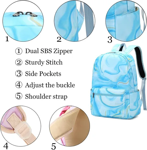 Miniatura 53 de LOIDOU Mochila para adolescentes y niñas, mochila escolar con lonchera y estuche para lápices, juego de bolsas escolares 3 en 1