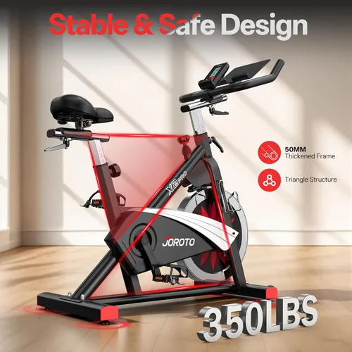 Miniatura 2 de JOROTO Exercise Bike, Magnetic Stationary Bikes for Home with 40LBS Flywheel, App Supported Indoor Bike with 350LBS Weight Capacity, Low