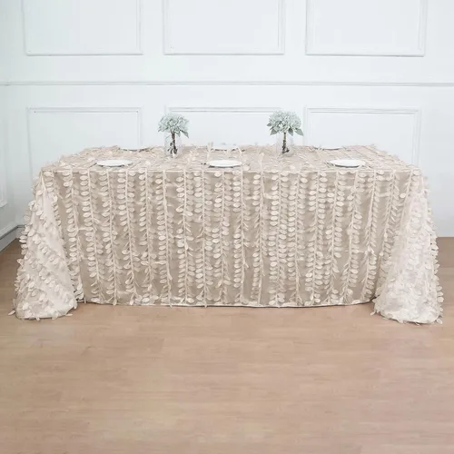 Miniatura 39 de TABLECLOTHSFACTORY - Mantel cuadrado de tela de tafetán de pétalos de hojas 3D de 54 pulgadas, color negro