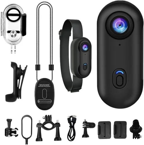 Cámara compacta para el pulgar, cámara deportiva al aire libre, cámara portátil para grabación, herramienta de vlogging de 1080P, kit de video de