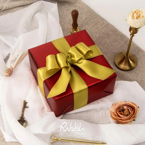 Miniatura 100 de Ribbli - Cinta de satén de doble cara dorada, 1/2 pulgada x 25 yardas, uso para ramo de lazos de manualidades, envoltura de regalos, decoración