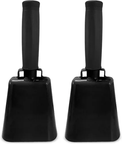 Miniatura 15 de Deke Home - Paquete de 2 cencerros de acero de 10 pulgadas con mango, generadores de ruido fuerte para fútbol americano, deportes, fiestas, Blanco