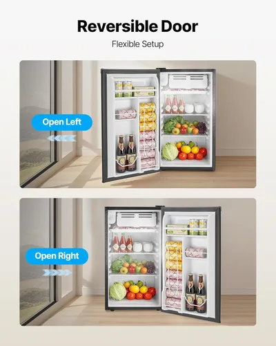 Miniatura 6 de VEVOR Mini refrigerador de 3.2 pies cúbicos con congelador, refrigerador compacto de una sola puerta con zona congelada de micras, temperatura Negro
