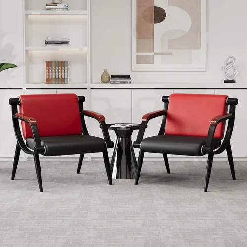 Miniatura 12 de wonline Banco de sala de espera, sillas de recepción de muebles de oficina con brazos, sillas de cuero adecuadas para clínica, aeropuerto, hospital