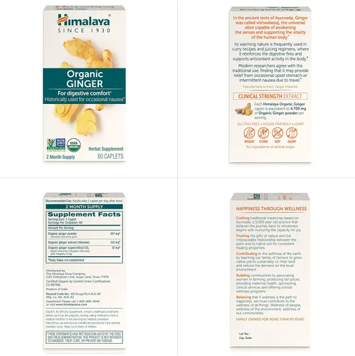 Miniatura 7 de Himalaya Jengibre Orgánico, Suministro para 60 Días - Suplemento de Salud Digestiva para Náuseas, Alivio del Malestar Estomacal e Hinchazón