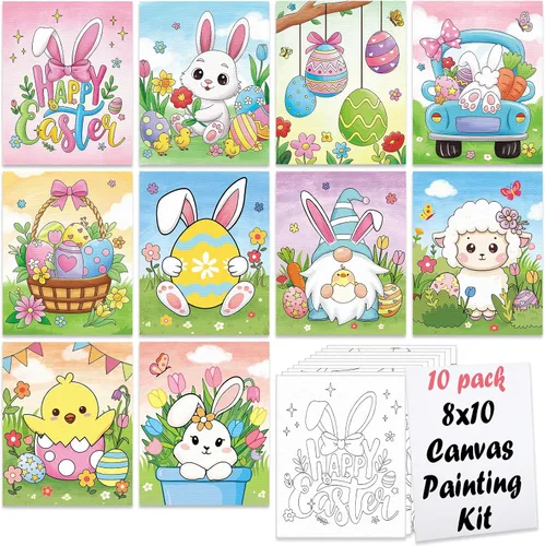 Miniatura 10 de Nuberlic 10 Piezas Lienzo Predibujado para Pintura para Adultos Kits de Pintura y Sorbo para Parejas Suministros de Sabor para Fiesta