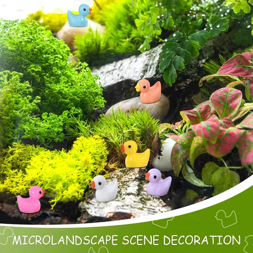 Miniatura 7 de JIUZHU 220 Piezas Mini Patos de Resina Patos Pequeños Fiesta de Cumpleaños Figura en Miniatura Paisaje Acuario Decoración DIY Bonsái
