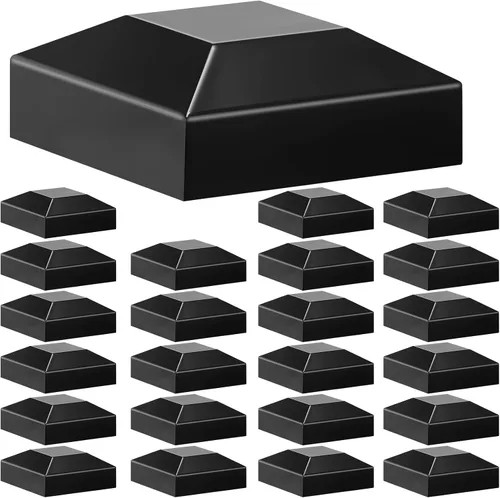 Miniatura 9 de Dunzy 6 tapas de aluminio para postes de valla, tapas negras, cubierta de poste de ajuste a presión para buzón, metal, madera, plástico, vinilo