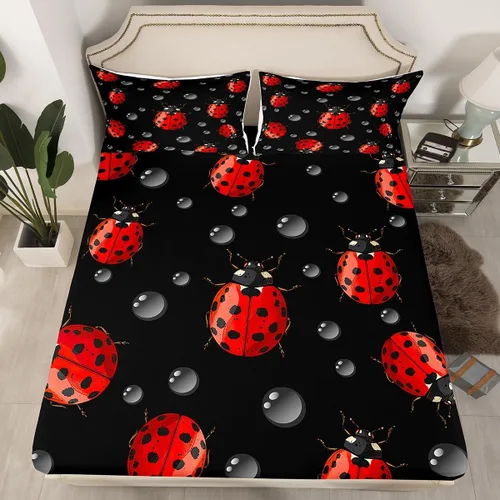 Miniatura 11 de Juego de ropa de cama de nido de abeja, sábana bajera ajustable de abeja para niños y niñas, diseño geométrico de vida silvestre voladora, juego