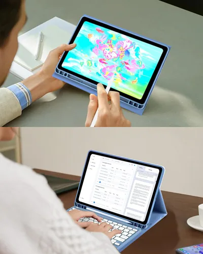 Miniatura 9 de MePadKey Funda de teclado con panel táctil para Samsung Galaxy Tab A11 Plus/A9 Plus 2025/2023 de 11 pulgadas, teclado de carga tipo C con Azul