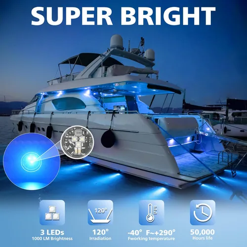 Miniatura 2 de Luces LED para Interior de Barco, Cubierta Marina Cockpit, Luz de Cortesía, IP68, Impermeable, Iluminación Subacuática para Barco de 9-36V para Azul