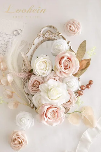 Miniatura 2 de Lookein Flores Artificiales para Decoración de Boda DIY Ramo de Novia Centros de Mesa Guirnaldas de Flores Coronas Arco de Pasillo Decoración