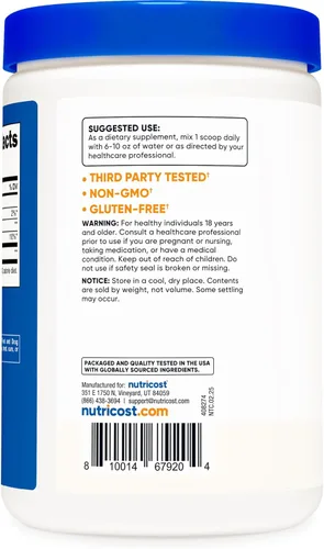 Miniatura 4 de Nutricost D-ribosa en polvo de 17.64 oz, 5000 mg por porción, sin OMG (17.64 oz)