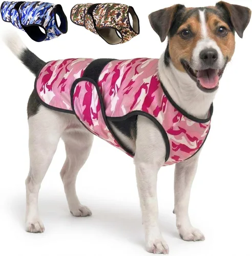 Miniatura 16 de Chaleco refrescante para perros, 2 capas de enfriamiento con tela de microfibra suave, ligero, ajustable y cómodo, protección UV para perros