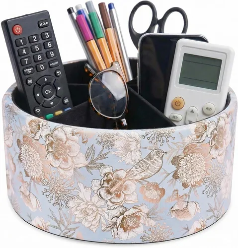 Miniatura 77 de Organizador Redondo de Cuero para Suministros de Arte, Soporte para Control Remoto, Rotación de 360 Grados, Soporte Multifuncional para Lápices