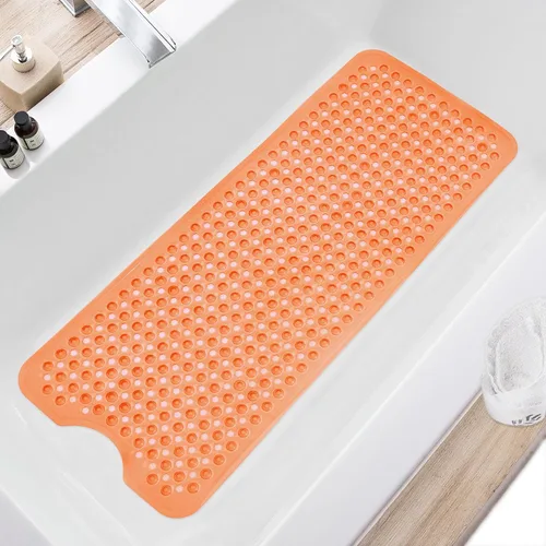 Miniatura 17 de TEESHLY - Alfombra para bañera y ducha, antideslizante de 40 x 16 pulgadas, tamaño extralargo y lavable a máquina, con orificios de drenaje y Negro