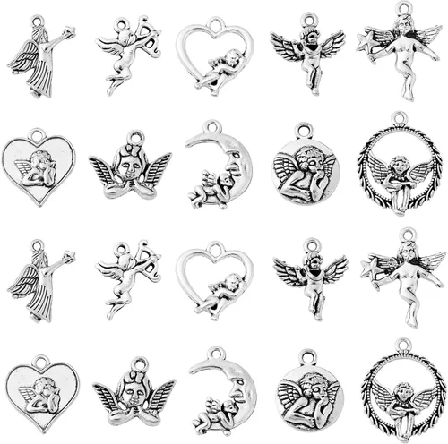 Miniatura 14 de LiQunSweet 100 piezas de 10 estilos antiguos de vida oceánica, dijes de peces de animales marinos para manualidades, collares, pulseras