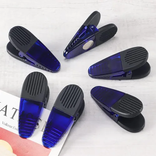 Miniatura 5 de Juego de clips magnéticos de plástico para refrigerador de 3-1/4 pulgadas de longitud, clips multiusos, juego de 6 (azul)