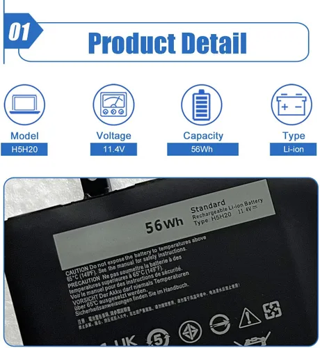 Miniatura 2 de Batería para laptop H5H20 RRCGW de repuesto para Dell Precision 5510 5520 M5520 5530 5540 XPS 15 9550 9560 9570 9590 Inspiron 7590 7591 Series