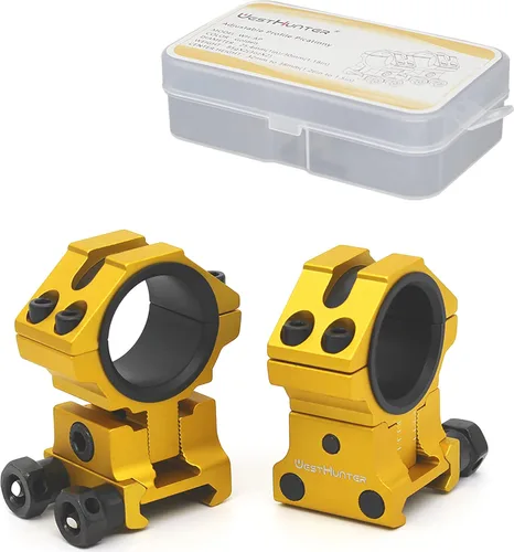 WestHunter Optics Anillos ajustables de altura para mira Picatinny, 1 pulgada 30 mm Montura de mira de precisión | 6 colores Dorado