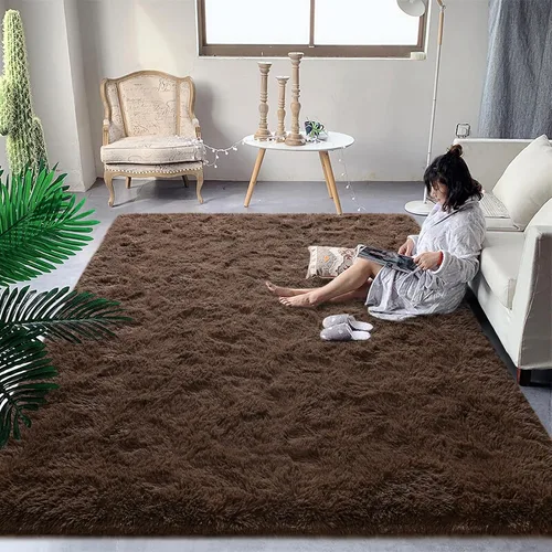 Miniatura 54 de DweIke Alfombras Shag Esponjosas Azules para Dormitorio Sala de Estar, 5x8 Grande Suave Felpa Tie-Dye Azul Cielo para Niñas y Niños, Alfombra Azul