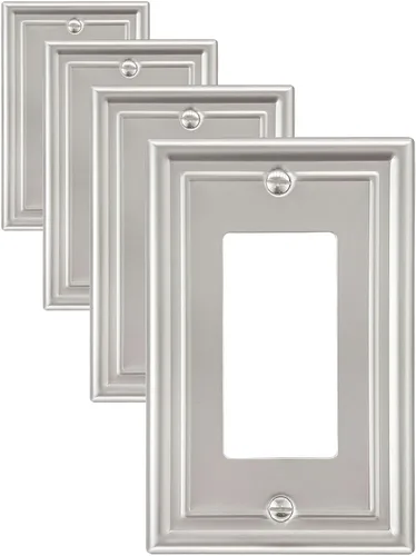 Miniatura 37 de Paquete de 2 placas decorativas de pared, placa de cubierta de toma de corriente eléctrica de níquel satinado para receptáculo, interruptor