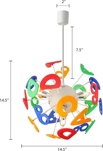 Lámpara colgante decorativa para habitación de niños, luz ambiental CraftThink para niños, candelabro de letras de globo de 15.75 pulgadas de ancho