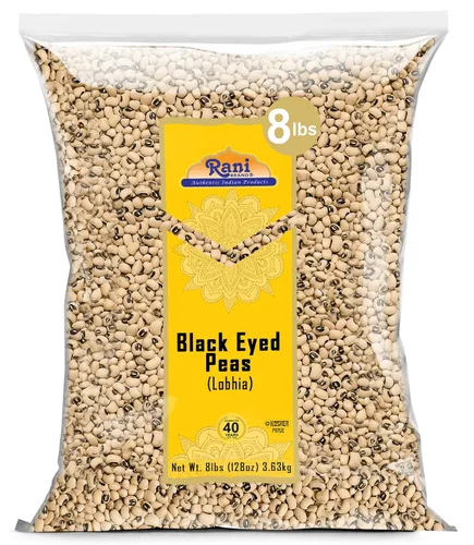 Miniatura 12 de Rani Black Eyed Peas, Guisantes de Carita Secos (Lobhia) 400oz (25lbs) 11.36kg Caja a Granel ~ Completamente Natural Vegano Kosher Apto
