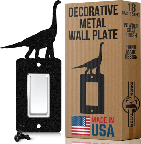 Miniatura 11 de Cubierta de Interruptor de Luz de Acero Americano, Cubierta de Enchufe con Decoración de Dinosaurio, Cuerpo de Tiranosaurio T-Rex, Interruptor