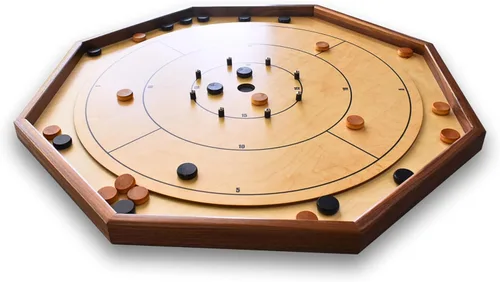Miniatura 3 de The Deluxe (Walnut Rail) - Juego de mesa tradicional de crokinole octágono
