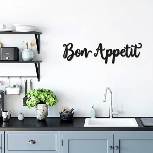 Miniatura 5 de Bon Appetit - Letrero de pared de metal Bon Appetit, arte de pared de cocina de granja, comedor, cocina, letreros colgantes para regalo
