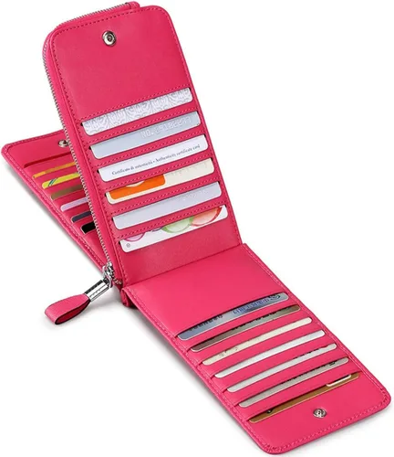 Miniatura 2 de Cartera de piel auténtica para mujer, con cremallera larga con cremallera RFID
