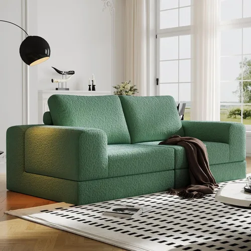 Miniatura 10 de Sofá seccional modular en forma de nube, sofá modular de combinación DIY para sala de estar, sofás de asiento de amor tejidos únicos con 2