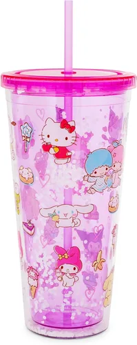 Miniatura 12 de Silver Buffalo Sanrio Hello Kitty and Friends - Vaso de plástico Boba con tapa y popote con Hello Kitty, Cinnamorroll, Kuromi, My Melody, Badtz