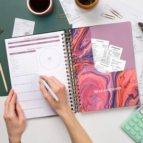 Miniatura 6 de GoGirl Planificador de presupuesto y organizador mensual de facturas, libro financiero mensual con bolsillos. Cuaderno de seguimiento de gastos